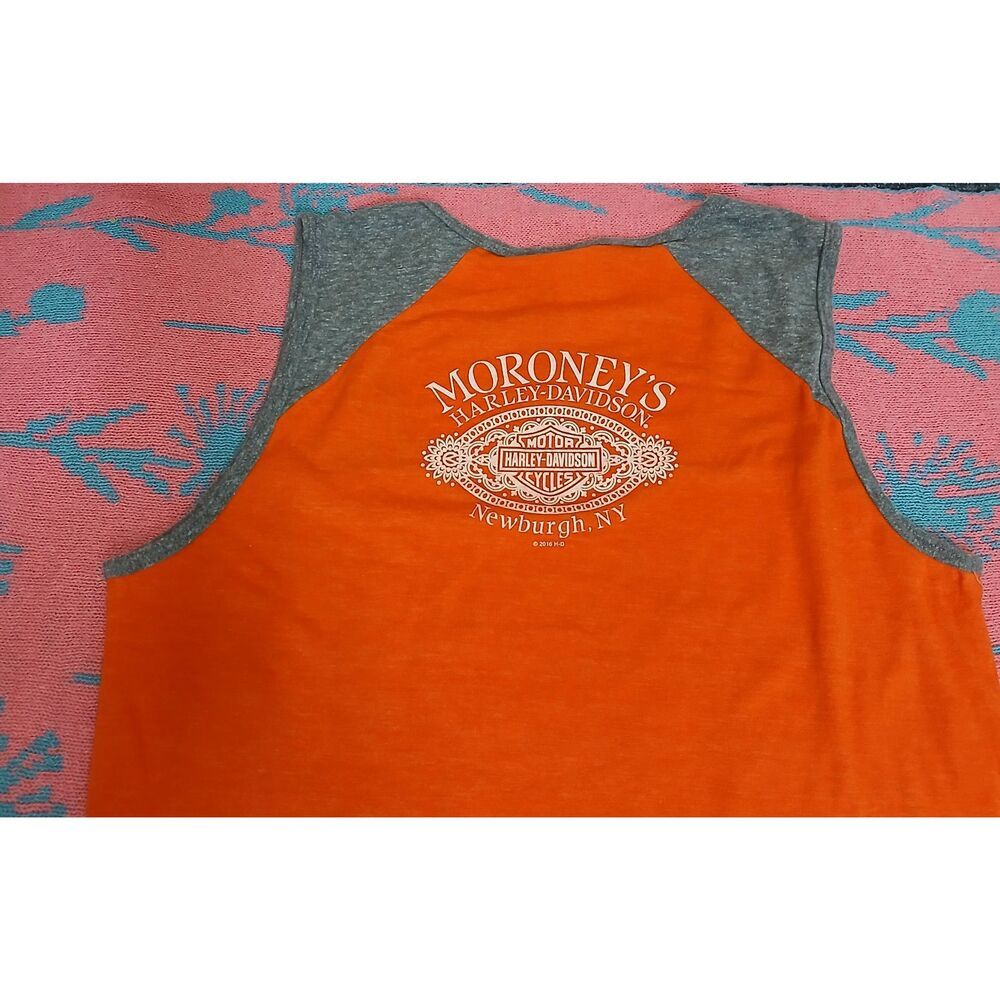 Harley Davidson womens xl motorcycle tank orange moroneys newburgh new york - Picture 4 of 8